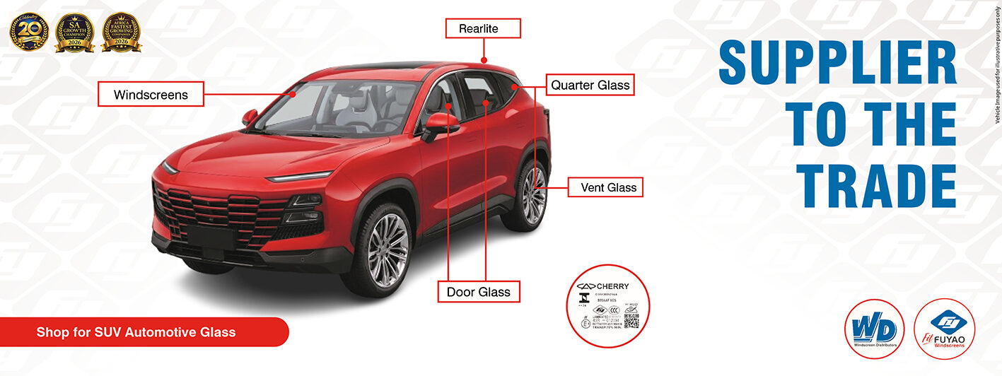 red suv with windscreen fuyao quality check logo